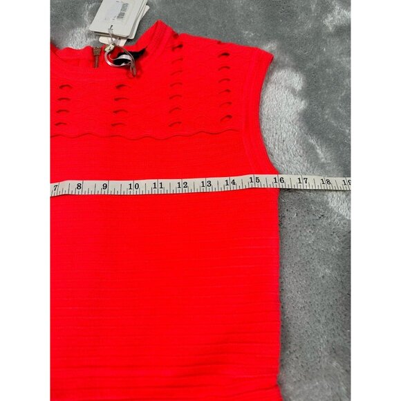 NWT Ted Baker Dress Womens 3 US 8 Neon Pink Coral Zaralie Jacquard Knit Skater - Picture 6 of 12